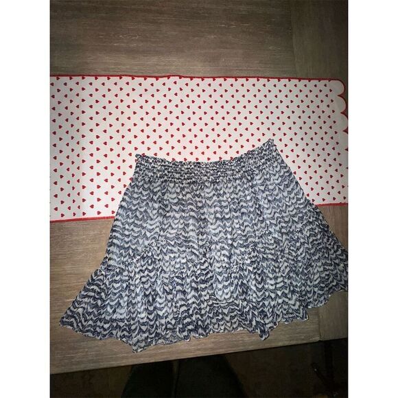 INTERMIX Women's‎ XL Blue Geometric Smocked Tiered Mini Skirt Casual - Picture 6 of 11